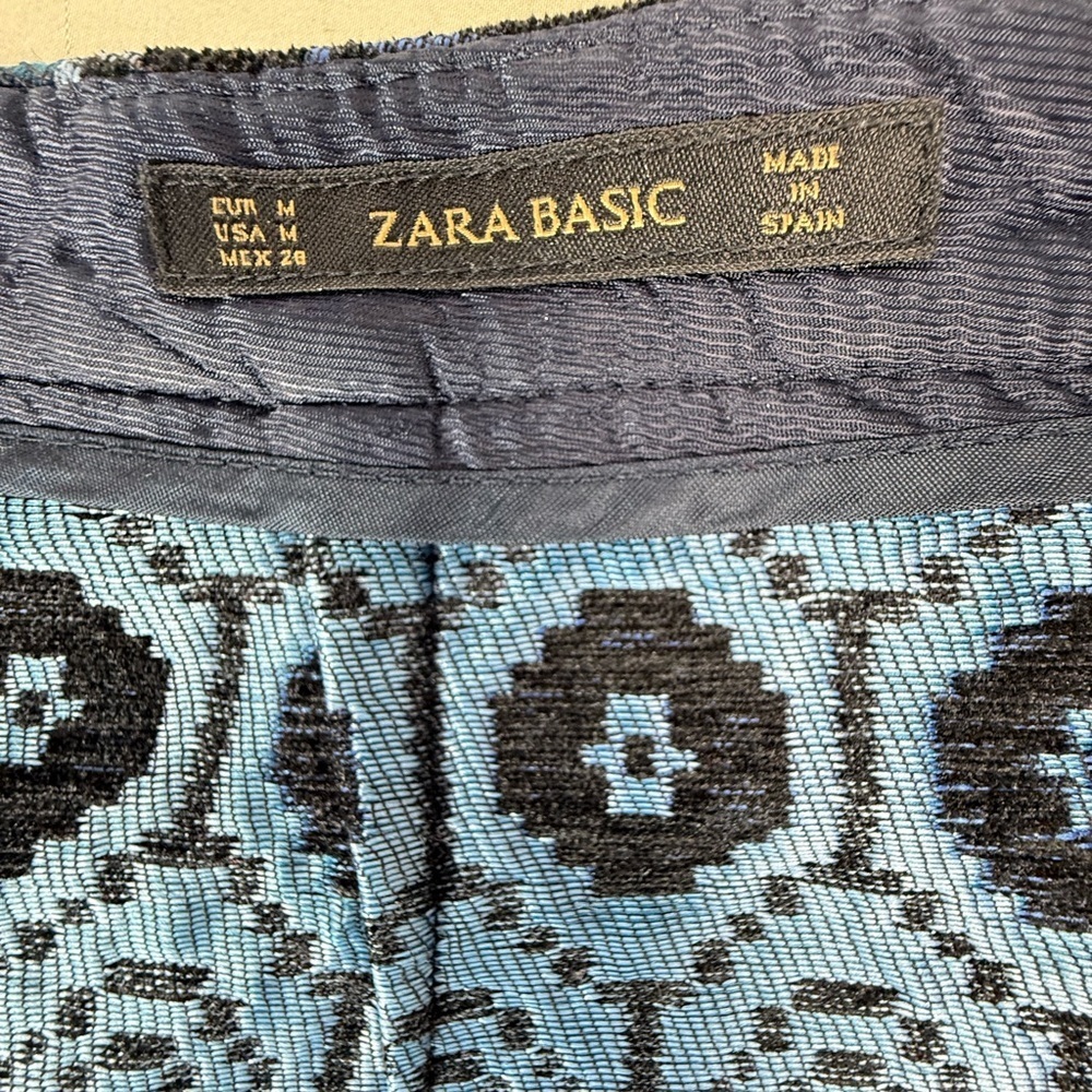 Zara‎ Black and Blue Geometric Mini Skirt - Picture 10 of 12